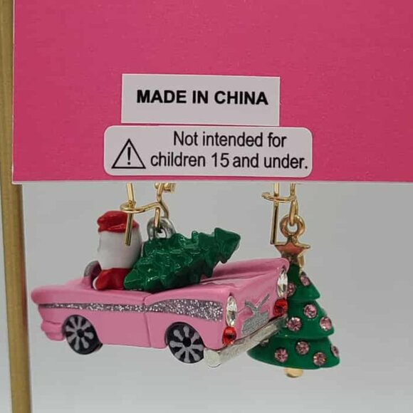 Betsey Johnson Santa Pink Car and Tree Miss Matched Earrings NWT! NEW! - Picture 4 of 7
